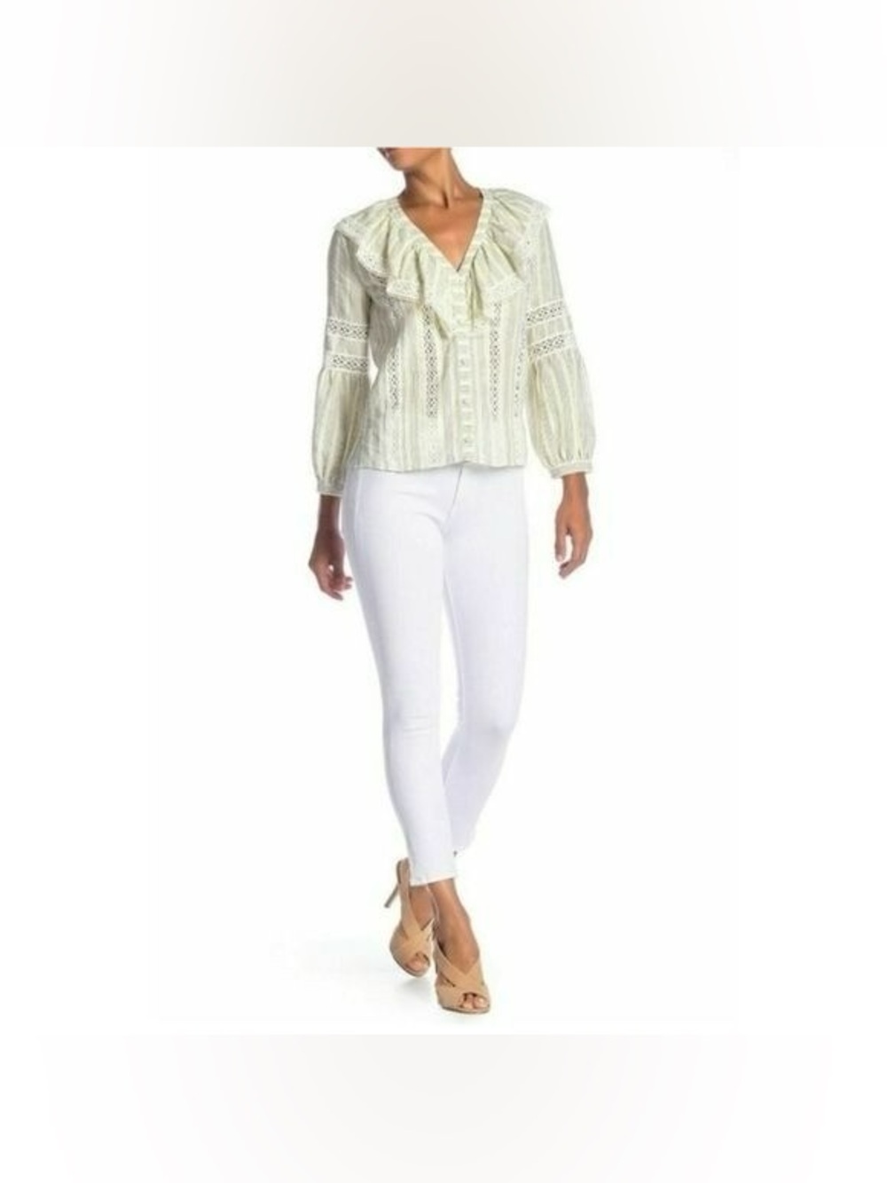 Veronica Beard Kate Crop 10” White Jeans Size 24